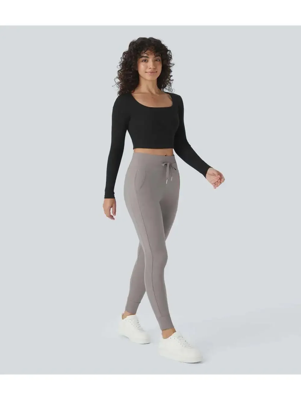 Halara SoftlyZero Plush High Waisted Full Length Joggers Gray Size XS